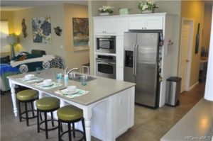 Kitchen with large island.
